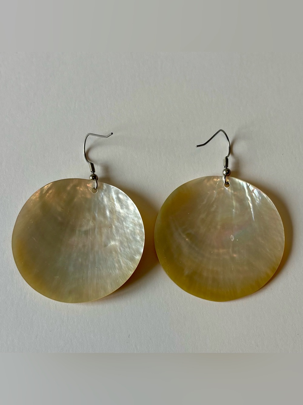 Handcrafted Yellow Shell Disc Drop Earrings - Picture 2 of 2